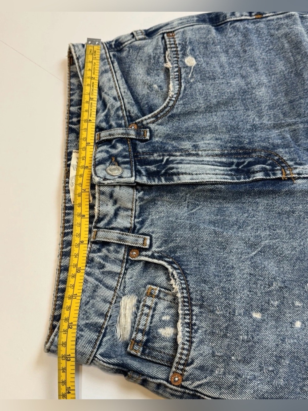 Free People We‎ The Free High-rise Straight Leg Distressed Jeans Size 24 Blue - Picture 9 of 9